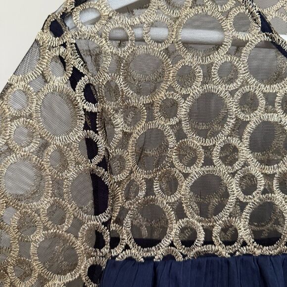 Anthropologie Sunday in Brooklyn Blouse Swing Navy Gold Large Flaw - Picture 3 of 5